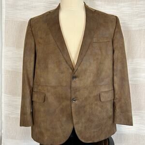 Cremieux Men Blazer 50R Brown Faux Suede Leather Sports Coat Western Jacket